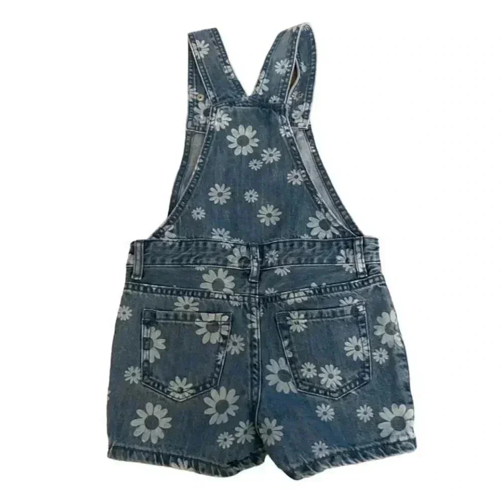 The Children’s Place Blue Floral Girls Overall Cotton Jeans Pants SZ 6 # 1569